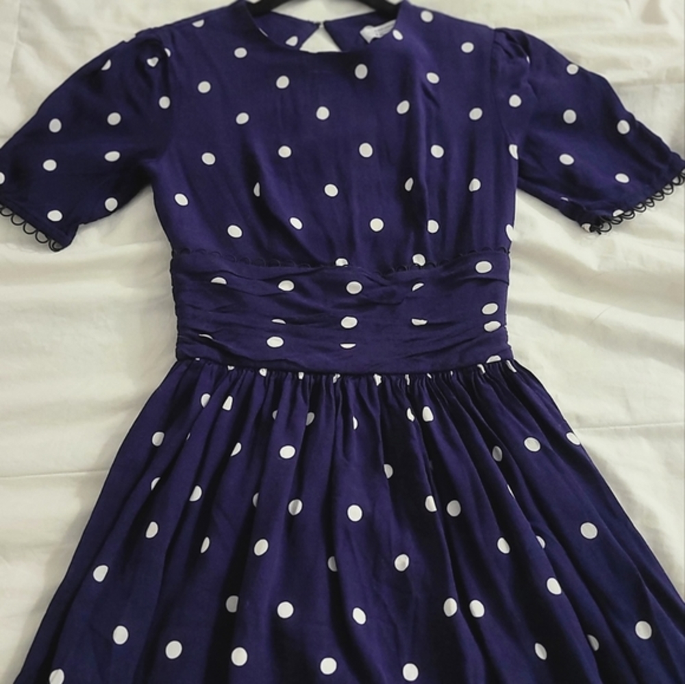 & Other Stories Navy Polka Dot Dress
